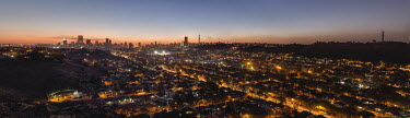 Johannesburg skyline at sunset - Johannesburg, South Africa Aerial,Sunset,City lights,Skyline,Colourful,Sky