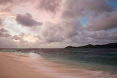 Indian Ocean towards Aride and Praslin islands at twilight Indian Ocean Islands,landscape,shore,waves,twilight,sunset,clouds