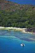 Aerial view of Praslin island - Seychelles