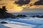 Sunset over beach - Cousine Island, Seychelles beach,beaches